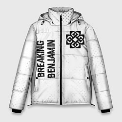 Куртка зимняя мужская Breaking Benjamin glitch на светлом фоне вертикаль, цвет: 3D-черный