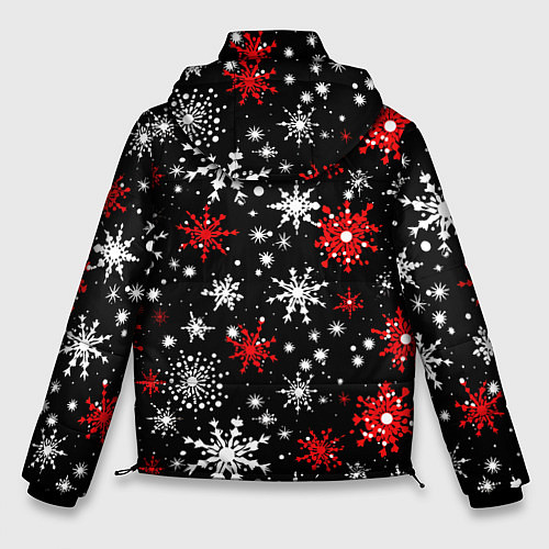 Мужская зимняя куртка Белые и красные снежинки на черном фоне - нейросет / 3D-Светло-серый – фото 2