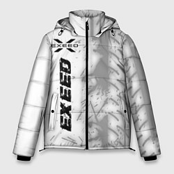 Мужская зимняя куртка Exeed speed на светлом фоне со следами шин по-верт