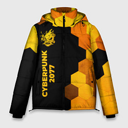 Мужская зимняя куртка Cyberpunk 2077 - gold gradient по-вертикали