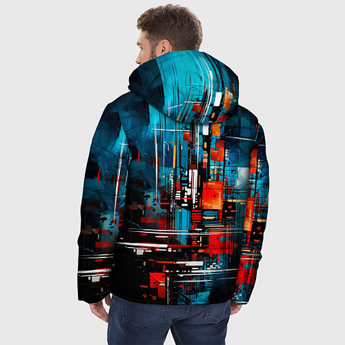 Мужская зимняя куртка Городская абстракция / 3D-Красный – фото 4