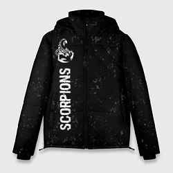 Куртка зимняя мужская Scorpions glitch на темном фоне по-вертикали, цвет: 3D-черный