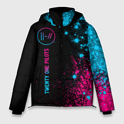 Мужская зимняя куртка Twenty One Pilots - neon gradient по-вертикали