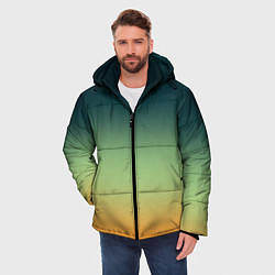 Куртка зимняя мужская Темно-зеленый и желтый градиент, цвет: 3D-черный — фото 2