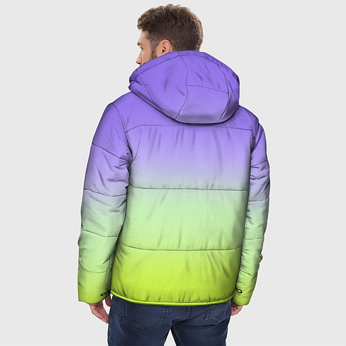 Мужская зимняя куртка Фиолетовый мятный и желто-зеленый градиент / 3D-Светло-серый – фото 4