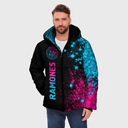 Куртка зимняя мужская Ramones - neon gradient по-вертикали, цвет: 3D-черный — фото 2