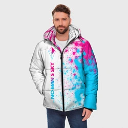 Куртка зимняя мужская No Mans Sky neon gradient style по-вертикали, цвет: 3D-черный — фото 2