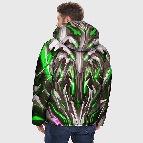 Мужская зимняя куртка Зелёная киберпанк броня / 3D-Красный – фото 4