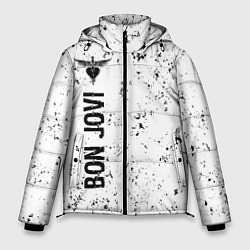 Мужская зимняя куртка Bon Jovi glitch на светлом фоне по-вертикали