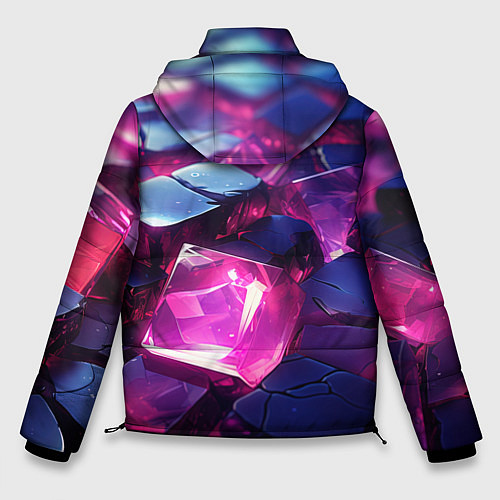 Мужская зимняя куртка Фиолетовые прозрачные кубики / 3D-Светло-серый – фото 2