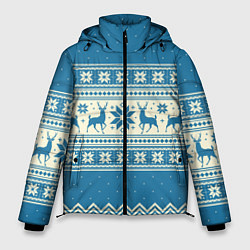 Мужская зимняя куртка Sweater with deer on a blue background