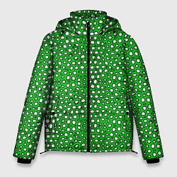 Куртка зимняя мужская Белые пузырьки на зелёном фоне, цвет: 3D-светло-серый