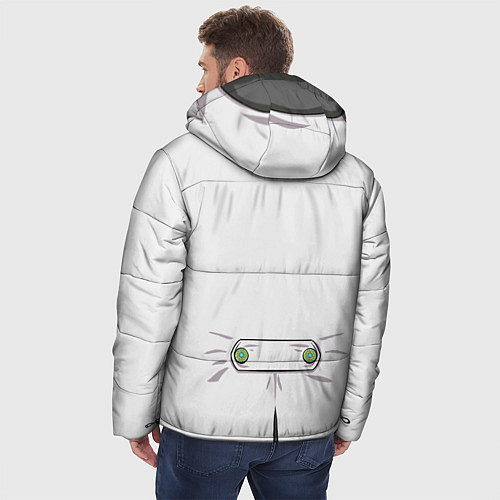 Мужская зимняя куртка Белый мультяшный фрак с шейным платком / 3D-Светло-серый – фото 4