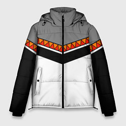 Куртка зимняя мужская Углы и треугольники: оранжевый и красный, цвет: 3D-черный