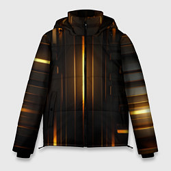 Куртка зимняя мужская Неоновый узор черное золото стене, цвет: 3D-красный