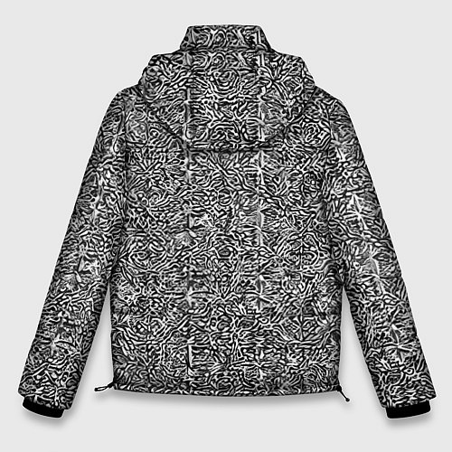 Мужская зимняя куртка Чёрные и белые узоры / 3D-Светло-серый – фото 2