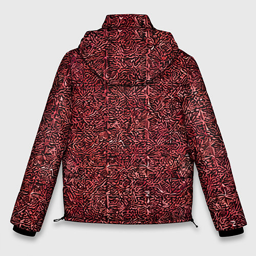 Мужская зимняя куртка Чёрные и красные мазки / 3D-Светло-серый – фото 2
