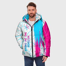 Куртка зимняя мужская Bring Me the Horizon neon gradient style по-вертик, цвет: 3D-черный — фото 2