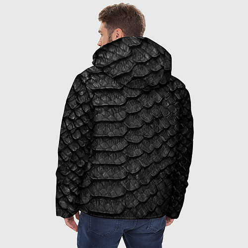 Мужская зимняя куртка Черная кожа рептилии / 3D-Красный – фото 4