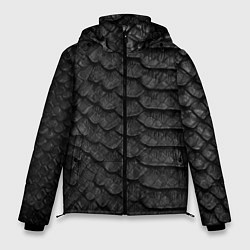 Куртка зимняя мужская Черная кожа рептилии, цвет: 3D-красный