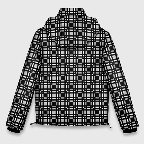 Мужская зимняя куртка Черно белый геометрический клетчатый узор / 3D-Светло-серый – фото 2