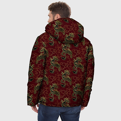 Мужская зимняя куртка Азиатский стиль дракона / 3D-Светло-серый – фото 4