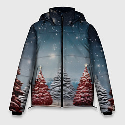 Куртка зимняя мужская Волшебство зимней природы иней на деревьях, цвет: 3D-черный