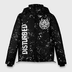 Куртка зимняя мужская Disturbed glitch на темном фоне вертикально, цвет: 3D-черный