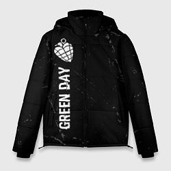 Куртка зимняя мужская Green Day glitch на темном фоне по-вертикали, цвет: 3D-черный