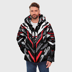 Куртка зимняя мужская Красный скелетный киберпанк доспех, цвет: 3D-черный — фото 2