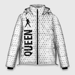 Куртка зимняя мужская Queen glitch на светлом фоне по-вертикали, цвет: 3D-черный