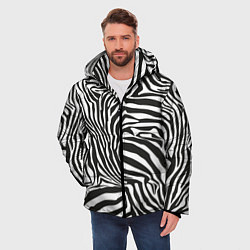 Куртка зимняя мужская Шкура зебры черно - белая графика, цвет: 3D-красный — фото 2