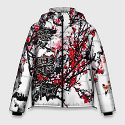 Куртка зимняя мужская Японский стиль иероглифы, цвет: 3D-красный
