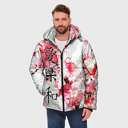 Куртка зимняя мужская Японский стиль иероглифы, цвет: 3D-черный — фото 2