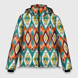 Куртка зимняя мужская Орнамент икат - имитация аткласной ткани, цвет: 3D-красный
