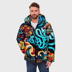 Куртка зимняя мужская Abstract graffiti - ai art, цвет: 3D-красный — фото 2