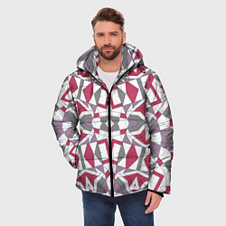 Куртка зимняя мужская Геометрический узор красно серый, цвет: 3D-светло-серый — фото 2