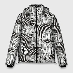 Куртка зимняя мужская Зебры и тигры, цвет: 3D-красный