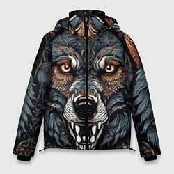Куртка зимняя мужская Дикий волк с узорами, цвет: 3D-черный