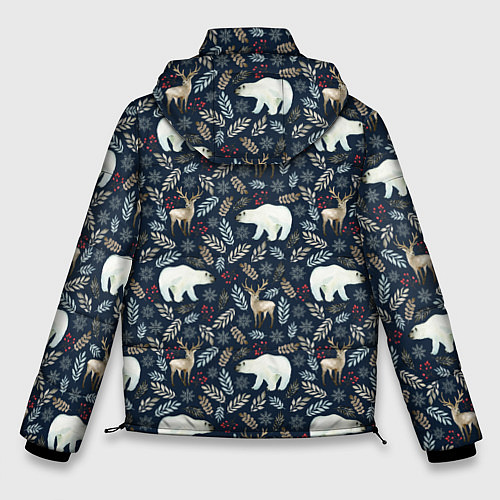 Мужская зимняя куртка Акварельные медведи и олени / 3D-Светло-серый – фото 2