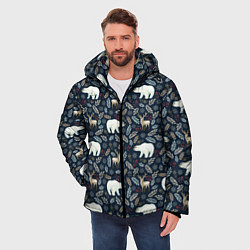 Куртка зимняя мужская Акварельные медведи и олени, цвет: 3D-светло-серый — фото 2