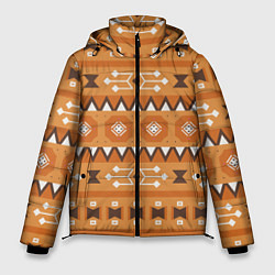 Куртка зимняя мужская Brown tribal geometric, цвет: 3D-черный