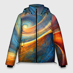 Куртка зимняя мужская Космические завихрения, цвет: 3D-черный