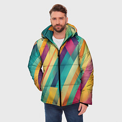 Куртка зимняя мужская Цветные диагональные полосы, цвет: 3D-светло-серый — фото 2