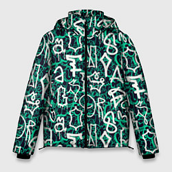 Куртка зимняя мужская Символы каракули, цвет: 3D-черный