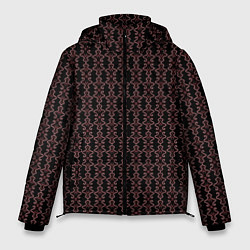 Куртка зимняя мужская Узоры бордо паттерн, цвет: 3D-черный