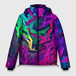 Куртка зимняя мужская Кривые яркие геометрические фигуры, цвет: 3D-светло-серый
