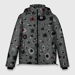 Куртка зимняя мужская Серый цвет: глазики-косоглазики, цвет: 3D-черный