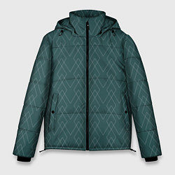 Куртка зимняя мужская Зелёный геометричные линии, цвет: 3D-светло-серый