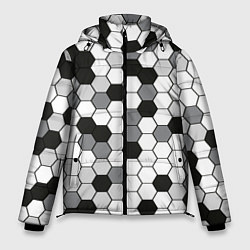 Куртка зимняя мужская Камуфляж гексагон серый, цвет: 3D-черный